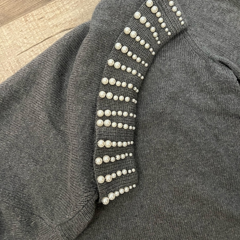 Talbots Sabrina cashmere blend tunic sweater with faux pearl cowl neck sz S - Picture 3 of 5